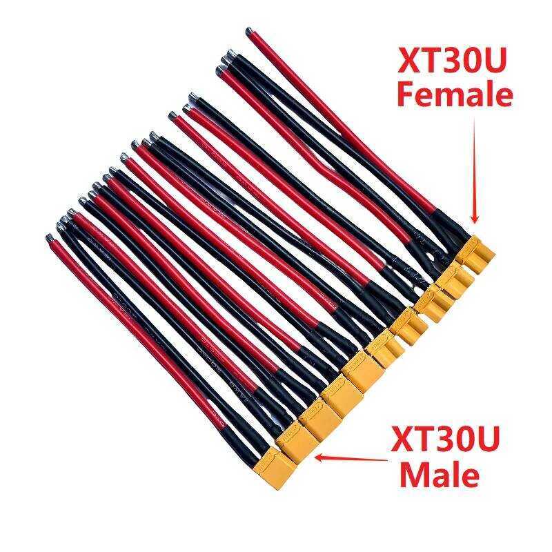 ขั้วต่อ XT30U XT30 แบบตัวผู้และตัวเมีย พร้อมสายไฟ 100 มม. 16AWG สำหรับควอดคอปเตอร์ RC เครื่องบินปีกต
