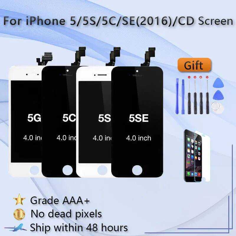 หน้าจอ LCD ที่ผ่านการทดสอบ 100% สำหรับ iPhone 5 5S 5C 5SE SE 2016 พร้อมชุดหน้าจอสัมผัสและกระจกด้านหน