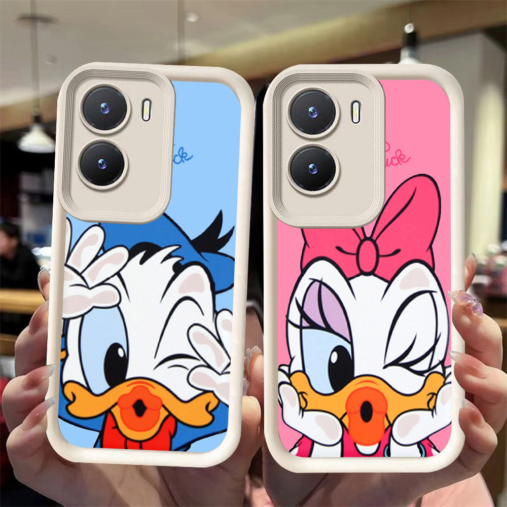 J-15 Donald Duck ดำขาวชมพูเคสโทรศัพท์หรับ VIVO Y15S Y02S Y15A Y16 Y01A Y01 IQOO Z7i