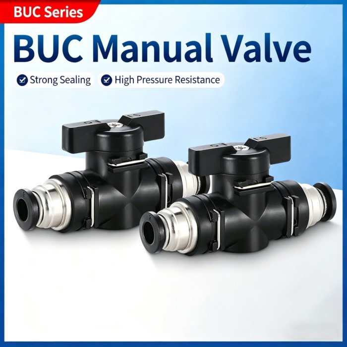 10/50Pcs BUC 4mm 6mm 8mm 10mm 12 Pneumatic Push In Quick Joint Connector Hand Valve To Turn Switch