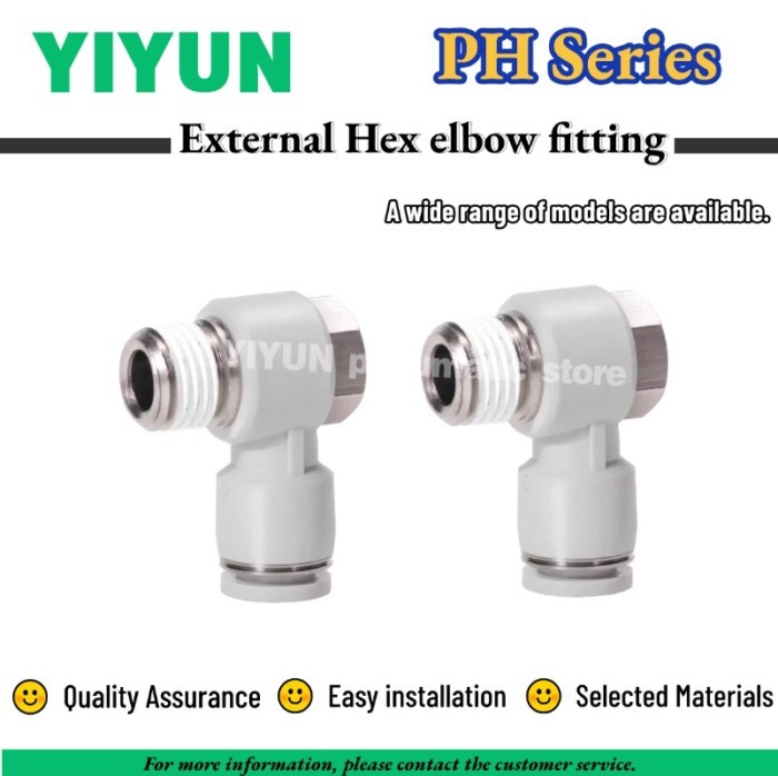 1PC External Hex Elbow Fitting PH8-01 PH8-02 PH8-03 PH8-04 PH10-01 PH10-02 PH10-03 PH10-04  PH Seri