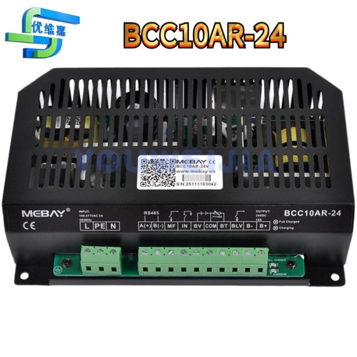 Mebay BCC10A float battery charger BCC10AR-24 three-stage + RS485 + SOC detection + 24V/10A