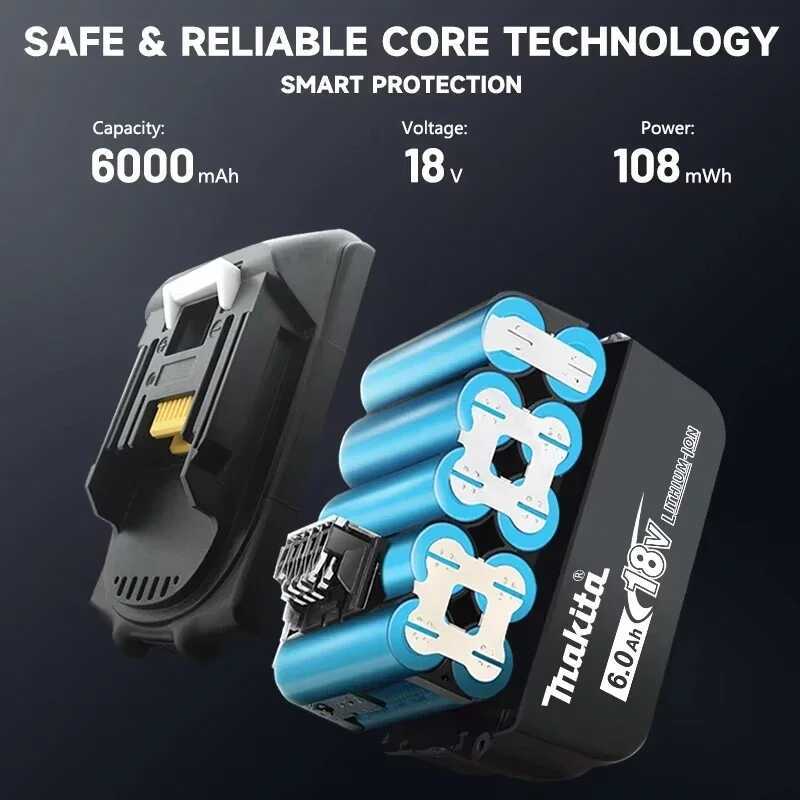 แบตเตอรี่เครื่องมือไฟฟ้า 18V 6.0Ah แบบชาร์จได้ สำหรับ Makita Bl1830b Bl1830 Bl1840b Bl1840 Bl1850 B