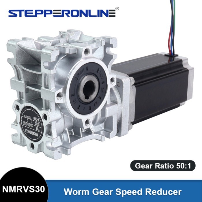 STEPPERONLINE Nema 23 Worm Geared Stepper Motor with Gear Ratio 50:1 Worm Gearbox NMRVS30 Worm Gear