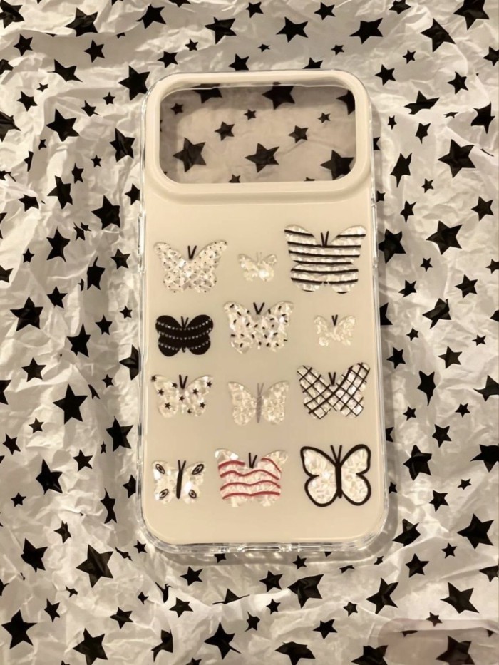 Simple Black Element Butterfly Apple 17Pro/16/15/14 เคสโทรศัพท์