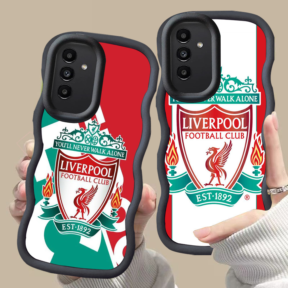 MERAH D-2 L-liverpool ฟุตบอล fc สีชมพูสีแดงสําหรับ Samsung A24 F23 A35 A55 A54 M23 J7 Prime 5G สีดํา