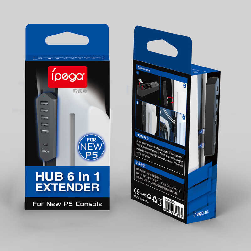 PS5Slim Host 6 in 1 SB 2.0 HB ตัวขยายส่งข้อมูลความเร็วสูง PG-P5S3