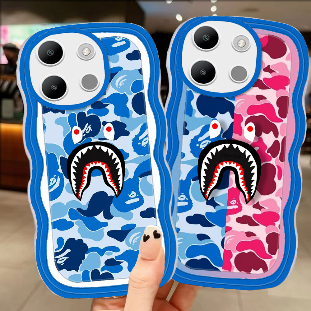 A-64 bape shark TPUปลอกสําหรับXiaomi Redmi 13X 13CหมายเหตุPOCO M6 M7 13 Pro Plus 5Gเคสใส