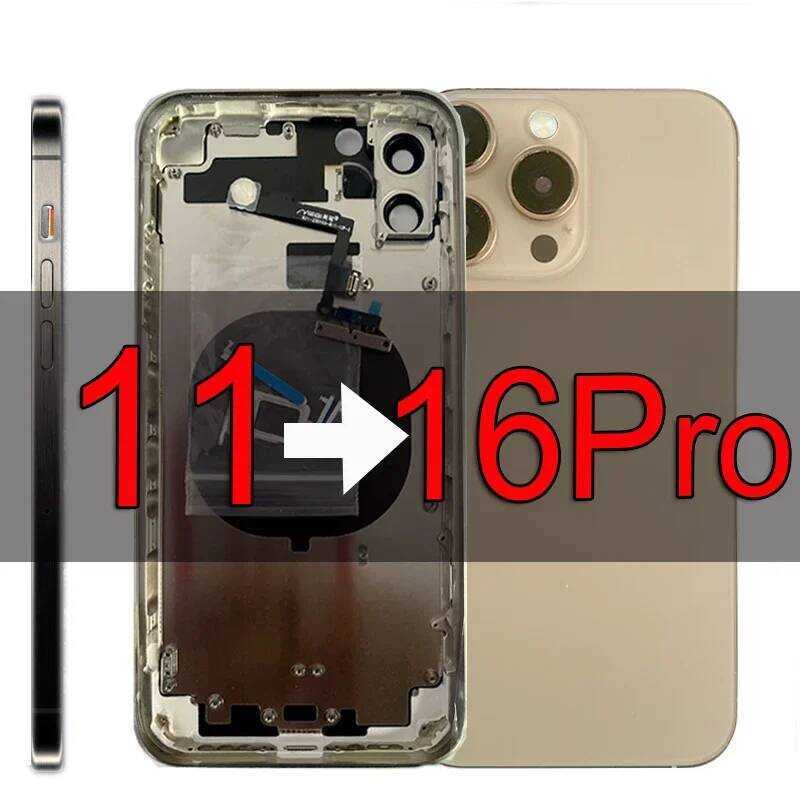 C Big & Small Camera Housing For Iphone 11 Like 16Pro Style,11 Convert To 16Pro With New Led Flash+