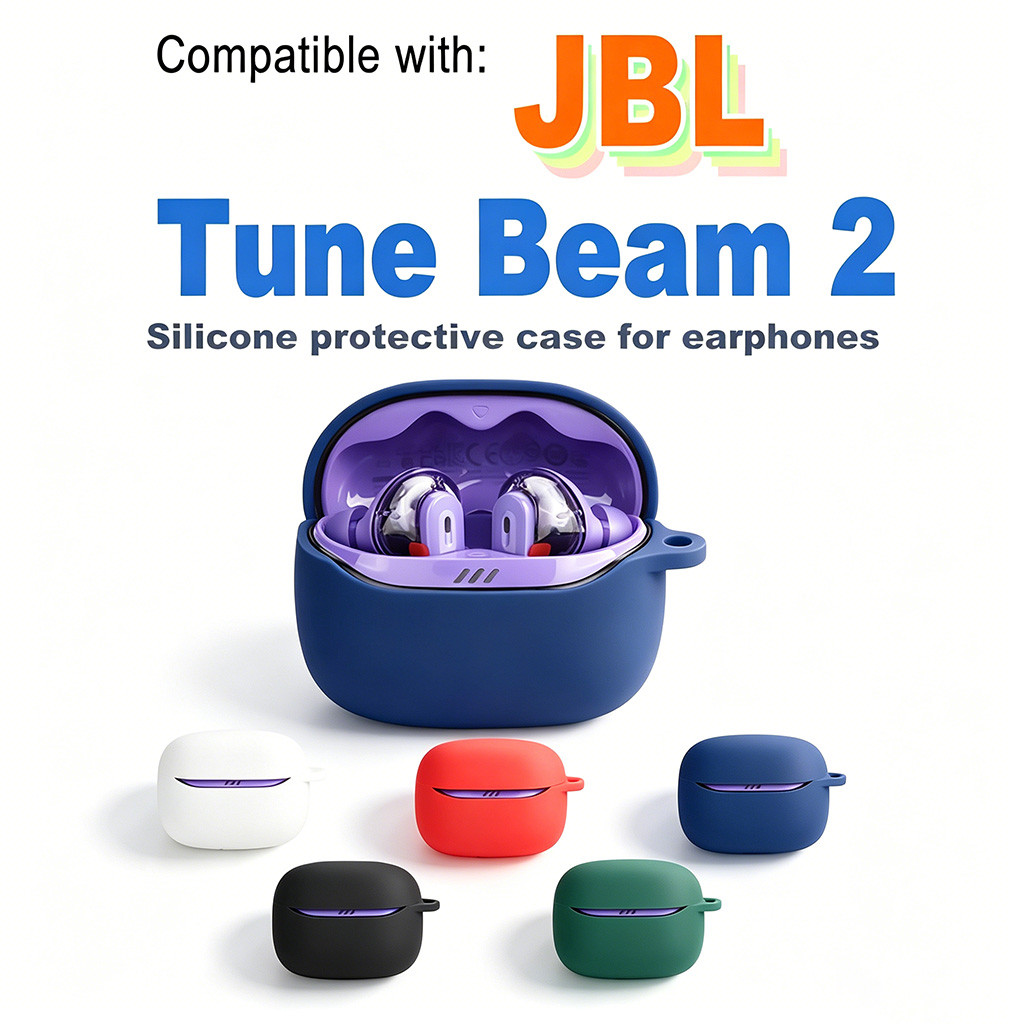 เคสสําหรับ JBL Tune Beam 2 พร้อมพวงกุญแจซิลิโคนกันกระแทก Anti-Scratch หูฟังสําหรับ JBL Tune Beam 2