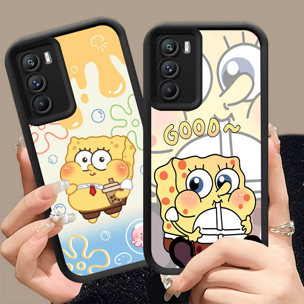 Q-7 SpongeBob ขาวดำเคสโทรศัพท์หรับ Realme C75X C75 14X C73 5G ปกสีชมพู