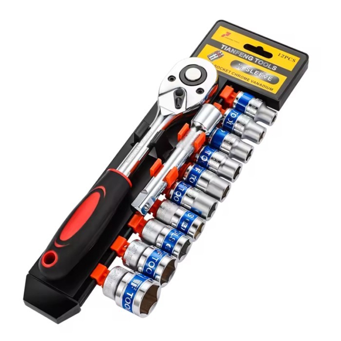 12Pcs 1/2-Inch Ratchet Socket Set Wrench Socket Portable Socket Wrench Set Socket Wrench Extension