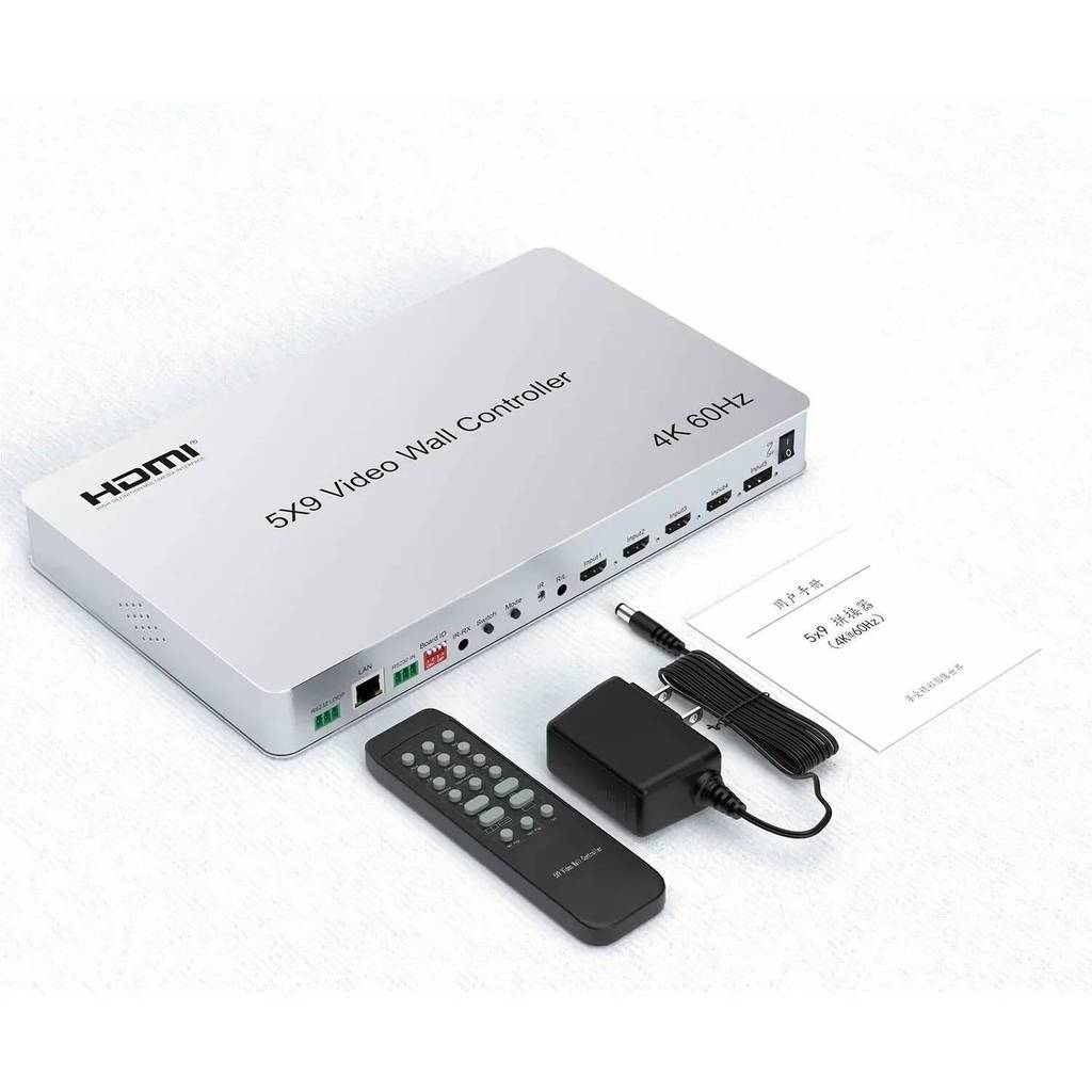 4K 60hz 5x9 HDMI Video Wall Controller 2x2 3x3 9 วิธี TV Splicer Multi Screen โปรเซสเซอร์แนวนอนหน้าจ