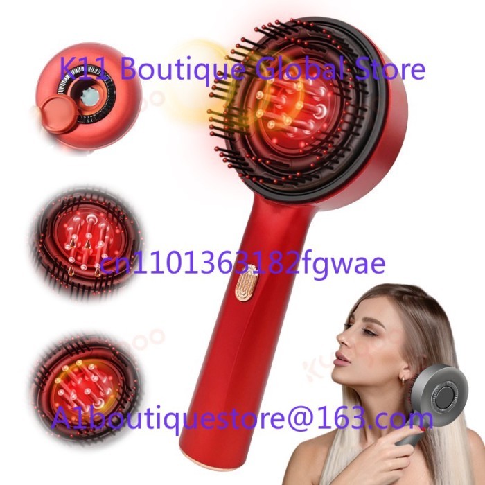 Cordless Shiatsu Hair Brush Hair Oil Scalp Massager Red Light Portable Electric Scalp Massage Brush