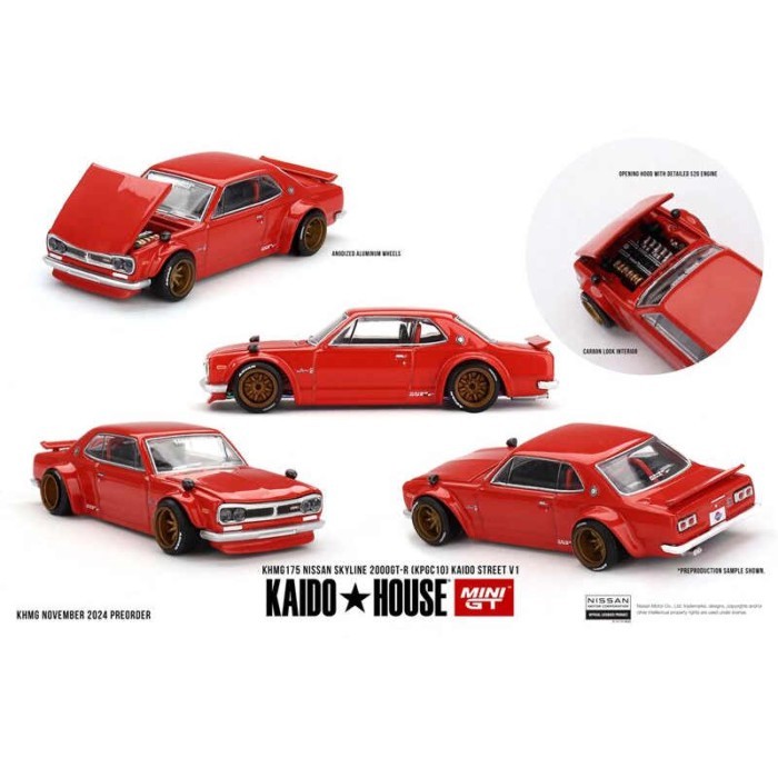 MINI GT 1: 64 Nissan Skyline 2,000GT-R Kaido Street Red Alloy Model Car