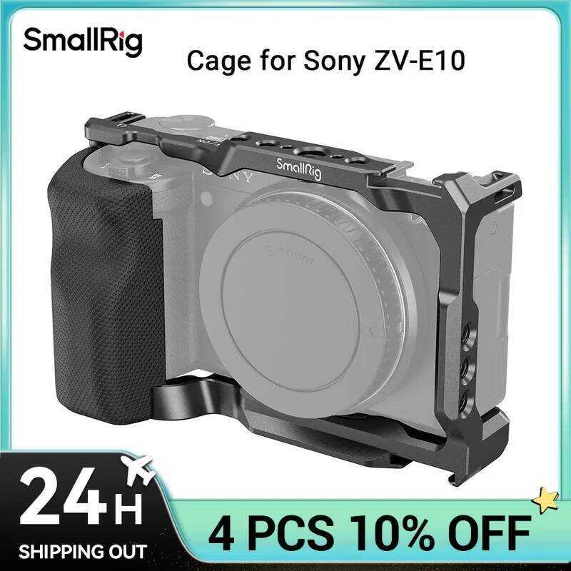 Smallrig Zv-E10 Cage With Silicone Handle With Cold Shoe And Quick Release Plate For Sony Zv-E10 -