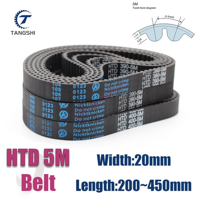 HTD 5M Timing Belt Width 20mm Length 5M200 205 225 230 270 310~380 395 400 405 410 415 420 425 430