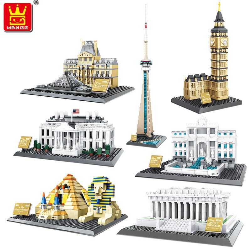 ocks World Architecture Building Bricks Trevi Fountain Model Pyramid DIY Toys Adult Gifts 4210-4224