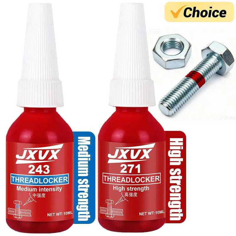 1-10 ชิ้น 243/271 ขนาด 10 มล. น้ำยาล็อคเกลียวสีน้ำเงินและสีแดง, น้ำยาล็อคเกลียวแบบถอดได้และถาวร, น้ำ