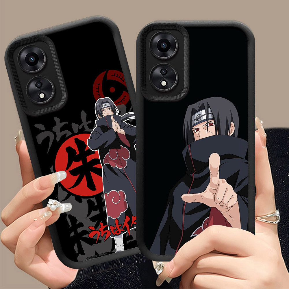 Q-8 Naruto itachi ขาวดำเคสโทรศัพท์หรับ OPPO A58 A38 A17 A58X A78 A18 5G ปกสีชมพู