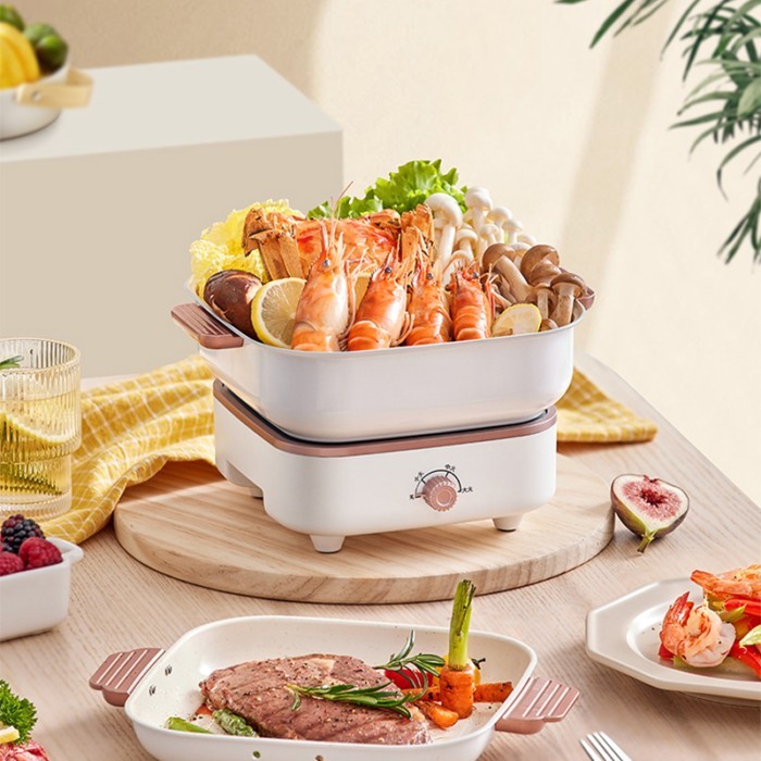 800W Electric Cooking Pot Household Split Rice Cooker Portable Fold Hotpot Electric Skillet Fried P