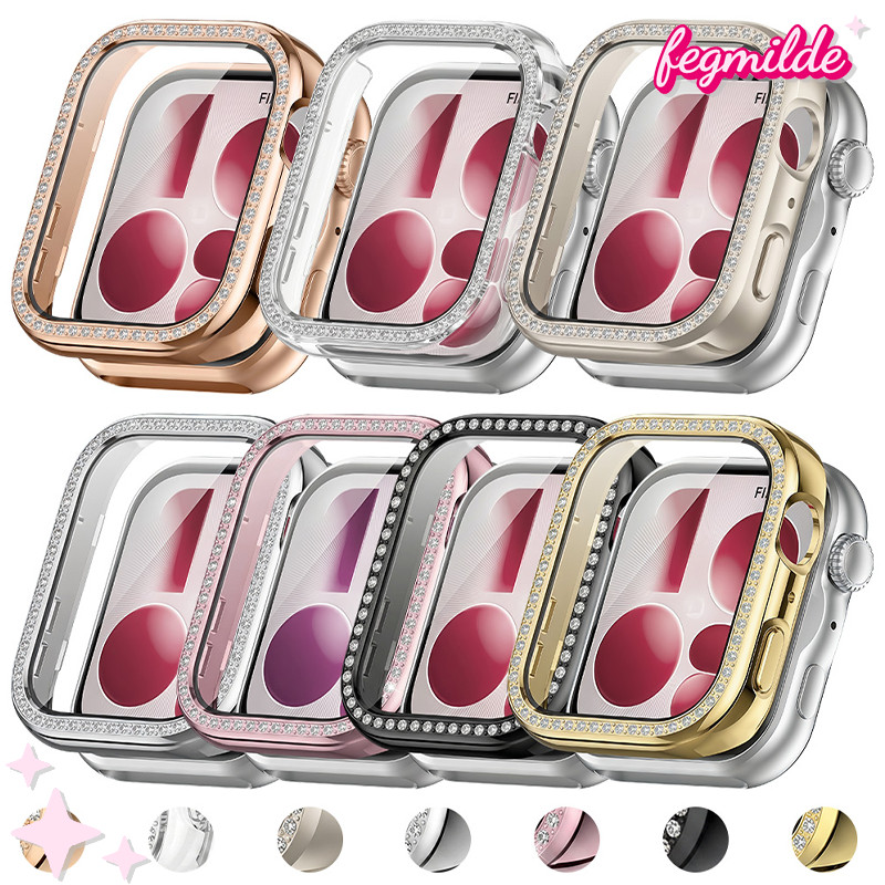 เคสพีซีด้วยกระจกเทมเพอร์ดและเพชรประทับ for Smartwatch Huawei Watch Fit 5/5 Pro ผ้าหุ้มหน้าจอ ครอบกรอบกันชน