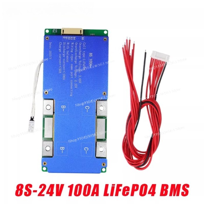 8S 24V 100A LiFePO4 Battery Protection Board BMS with Balance  for Lithium Iron Phosphate Battery P