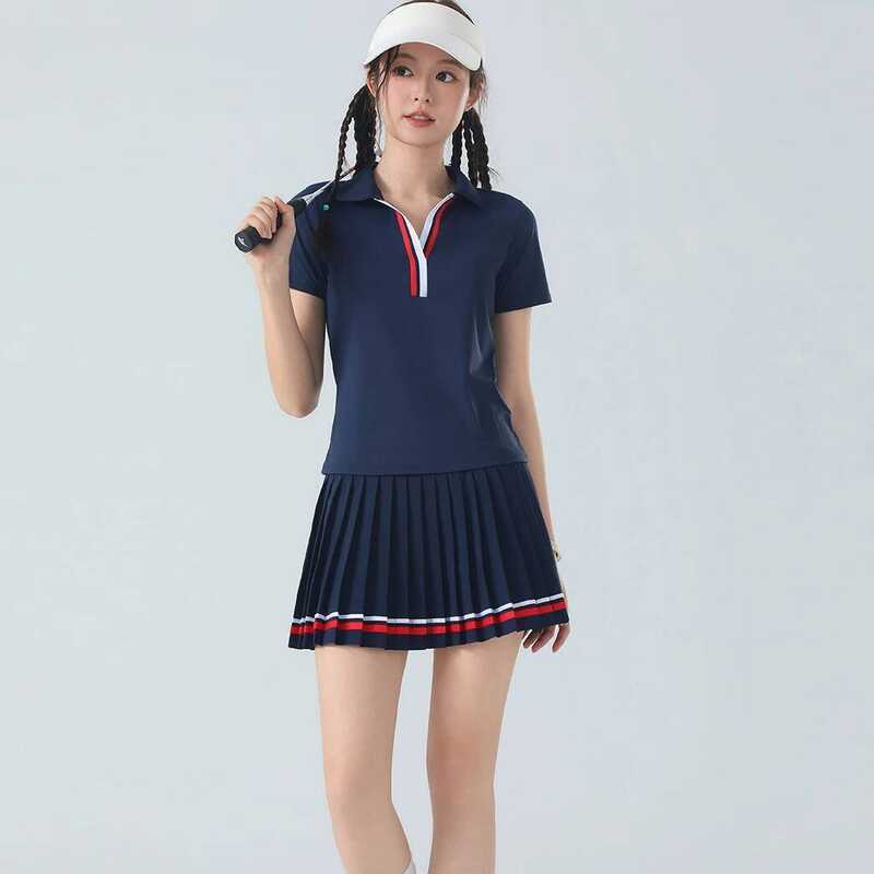 n's Short Sleeve Skort Set Quick Dry Breathable Pleated Tennis Golf Running Workout Athletic Outfit