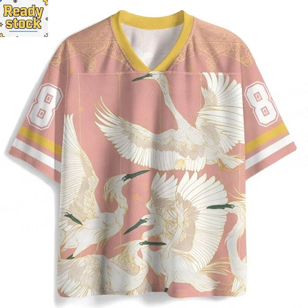 Egret สีขาวสีชมพู Elegant Toned สีขาว Egret Swarm Flying 3D พิมพ์กีฬากลางแจ้งและเสื้อพักผ่อน