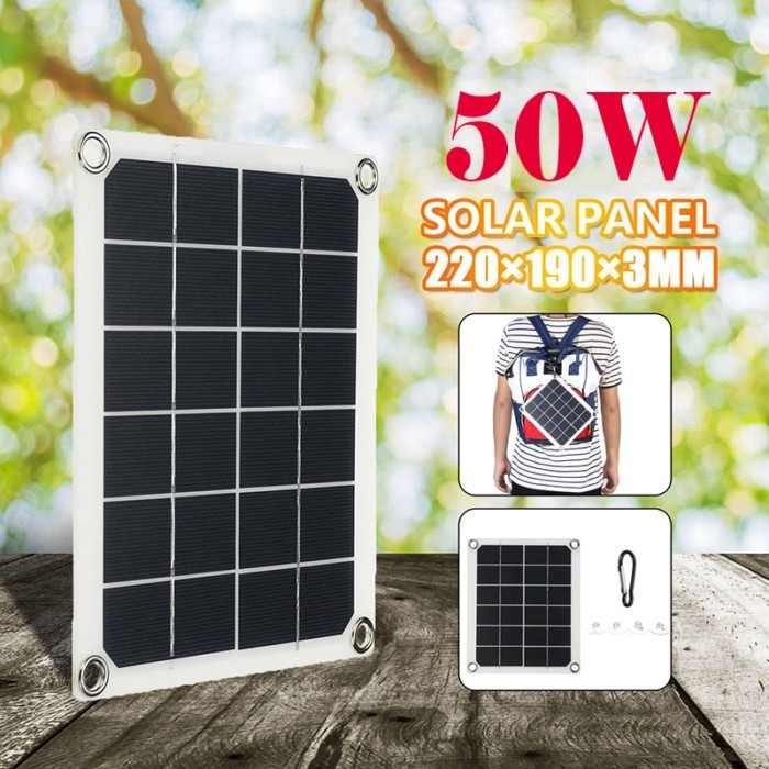 50W Solar Panel Portable Dual USB 5V 2A Battery Charger Solar Cell Outdoor Charger Solar Cells Cell