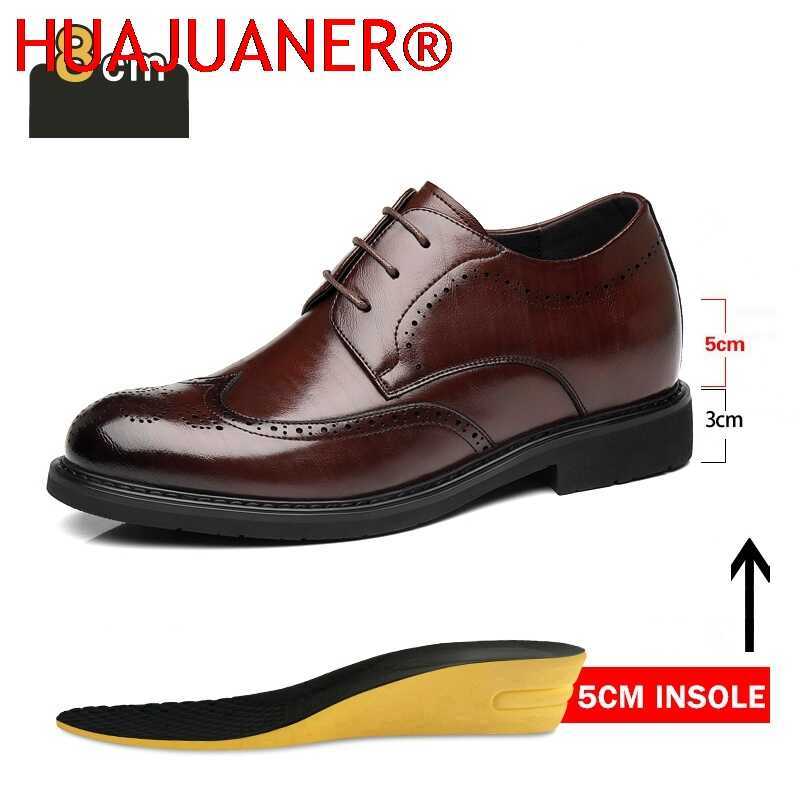 s Elevator Shoes Platform Breathable Casual Business Luxury Genuine Leather Heightening Shoes 6 8Cm