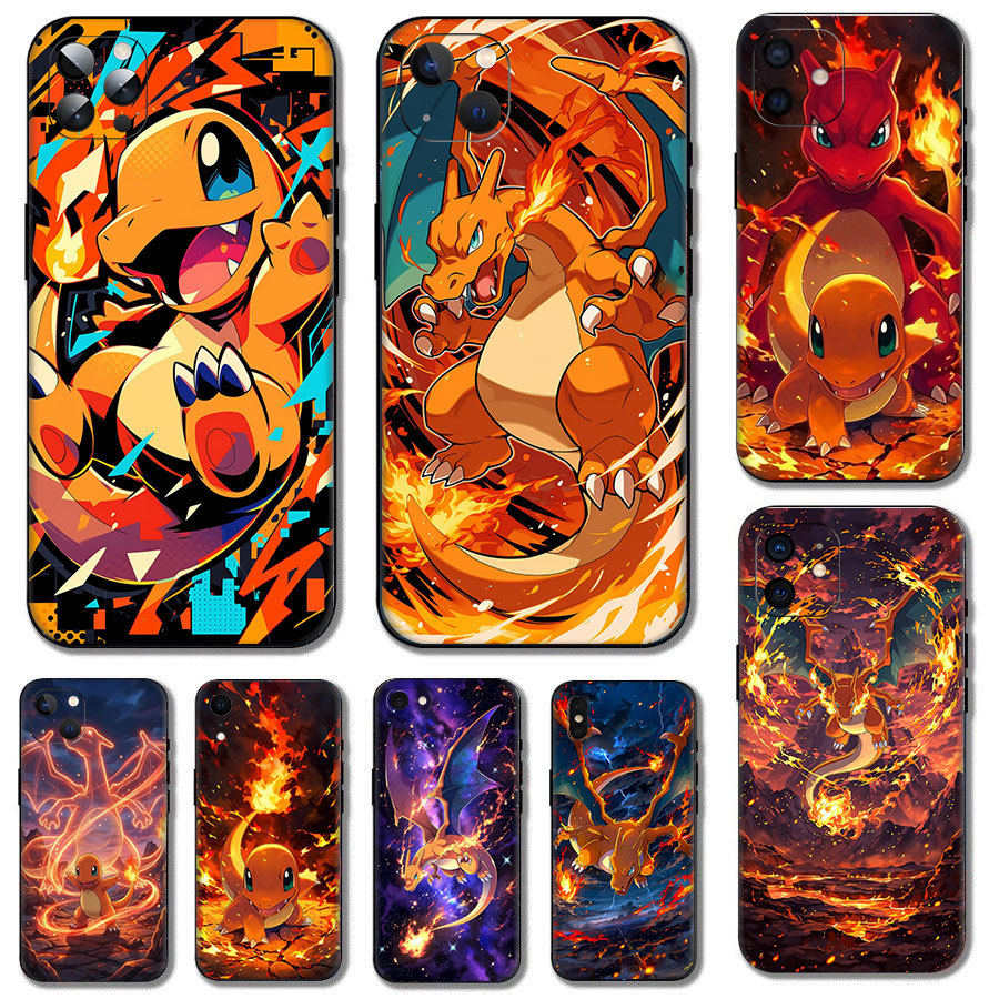 Pokémon อะนิเมะ Charizard ^PQ-7 สําหรับ iPhone 12 13 14 15 Mini Pro Max Plus ความเข้ากันได้เคสโทรศัพ
