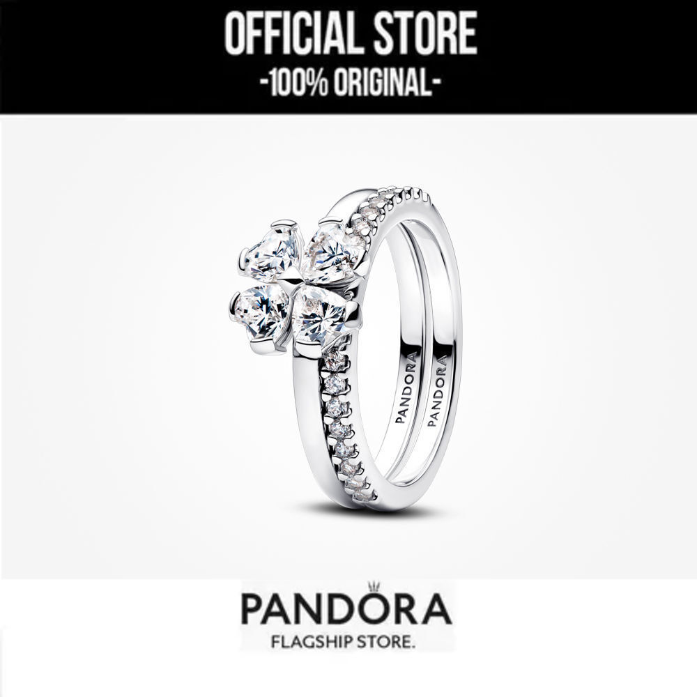 【💯สินค้าแท้💎】Pandora Sparkling Lucky Clover Splittable Ring With Gift Box Packaging ✨