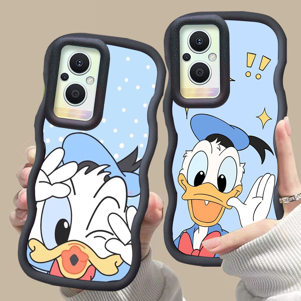 MERAH D-16 Donald Duck สีชมพูสีแดงปลอกสําหรับ OPPO Reno 7 8Z 7Z 8 Lite 5G สีดํา