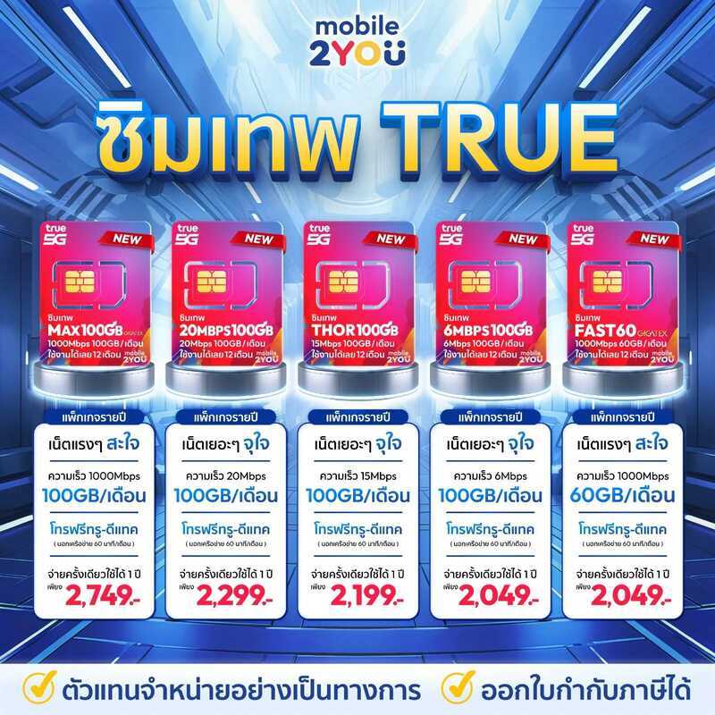[ส่งฟรี] ซิมเน็ตรายปี รวมซิมเทพทรู True 100Gb โทรฟรี ซิมเน็ต ซิมเทพธอร์ เน็ตแรง Sim 5G 4G จ่ายครั้งเ