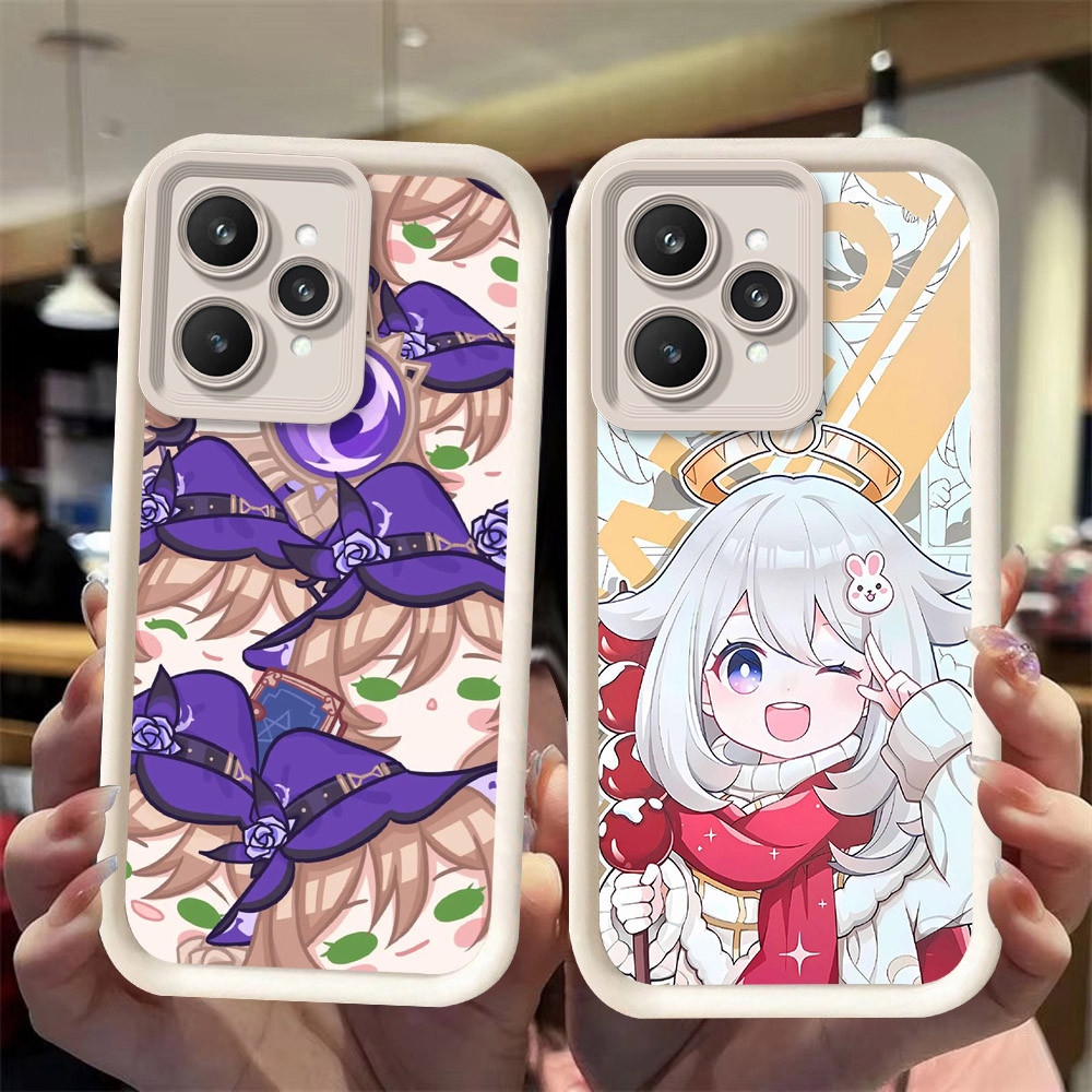 J-37 Genshin Impact ดำขาวชมพูเคสโทรศัพท์หรับ Realme 9i V23i C35 C31 Q5i 10 V23 5G