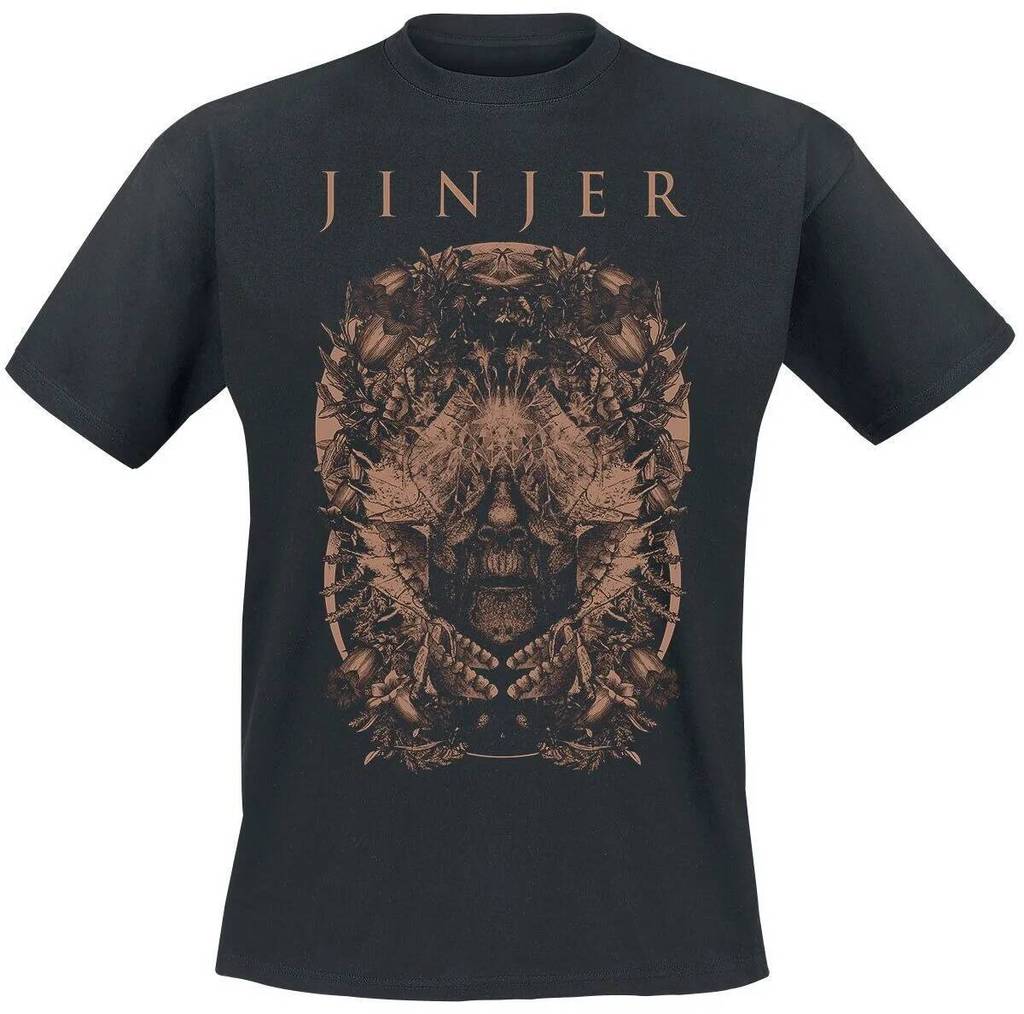 Jinjer Floral Skull Tee เสื้อยืด Metalcore Progressive with Brown Vintage Print & Gothic Art