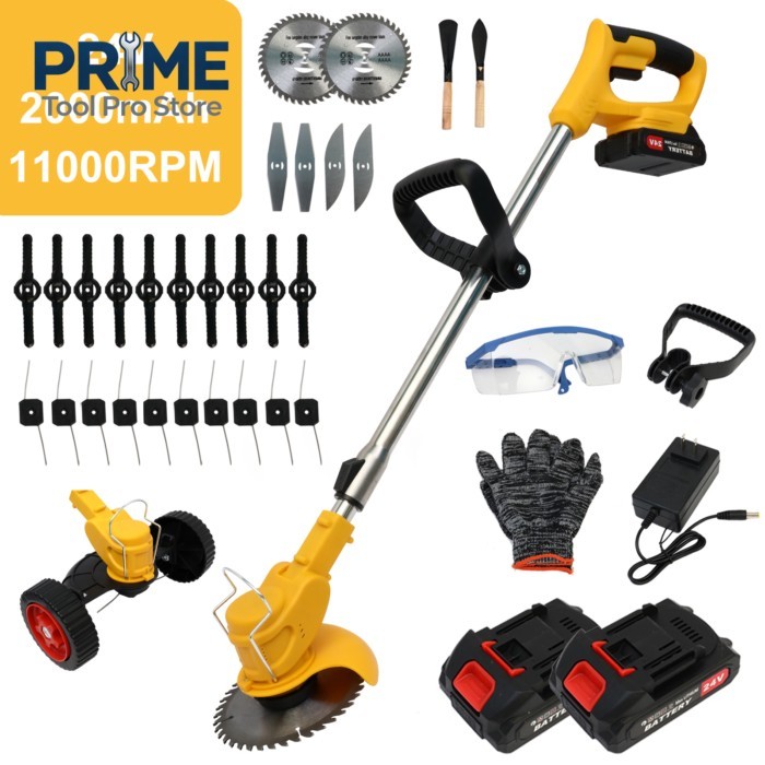 21V Cordless Grass Trimmer Electric 3-in-1 Lightweight with 2x2.0Ah Lithium-ion Batteries Charger L