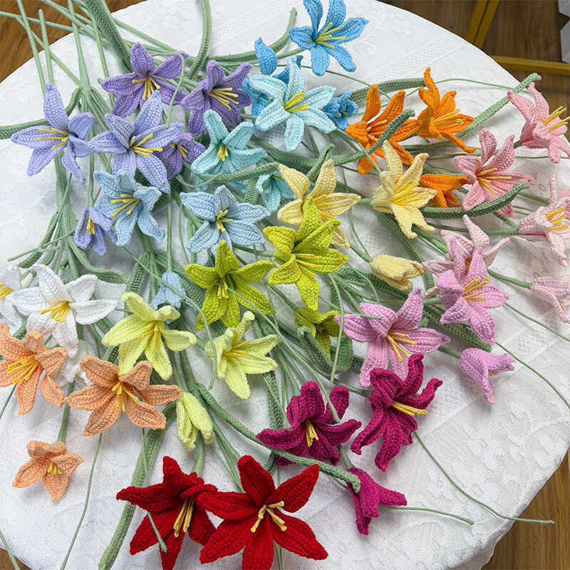 Scallion Lotus Yarn Hand-Knitted Bouquet ผลิตภัณฑ์สําเร็จรูปโครเชต์ดอกไม้ดอกไม้ประดิษฐ์ Artifici