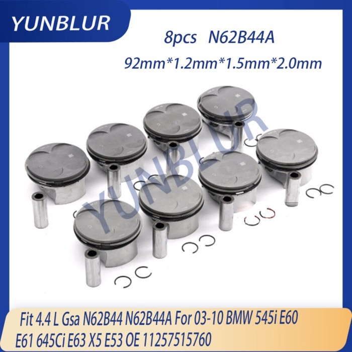 STD 92mm Engine Parts Piston & Rings Set Fit 4.4 L Gsa N62B44 N62B44A For 01-10 BMW 545i E60 E61 64