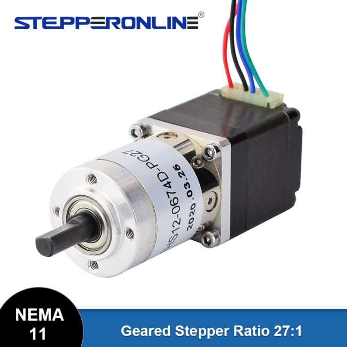 STEPPERONLINE Nema 11 Geared Stepper Motor W/ Rear Shaft & Gear Ratio 27:1 Planetary Gearbox L=31mm