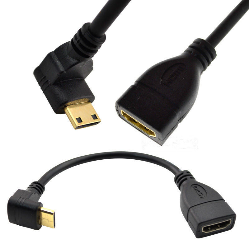 Video Connection Online Bend 90°Mini HDMI Male to HDMI Female 15cm Mini HDMI UP angled Video Convers