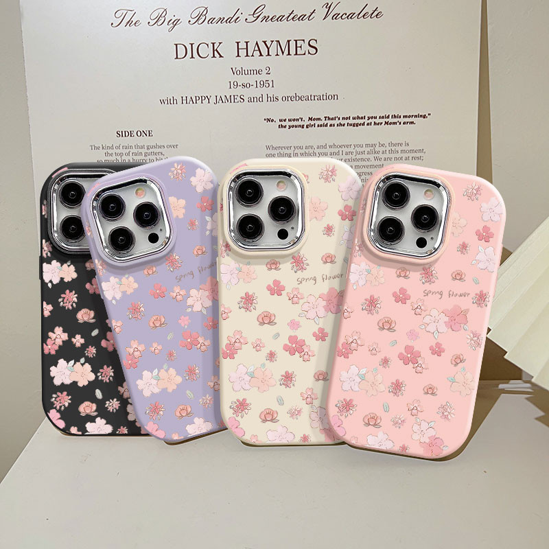 Ins แฟชั่นดอกไม้สีชมพูกรอบโลหะเลนส์เคสโทรศัพท์สําหรับ Infinix X6831 X669C X6836 X6837 X6528B X6531B 