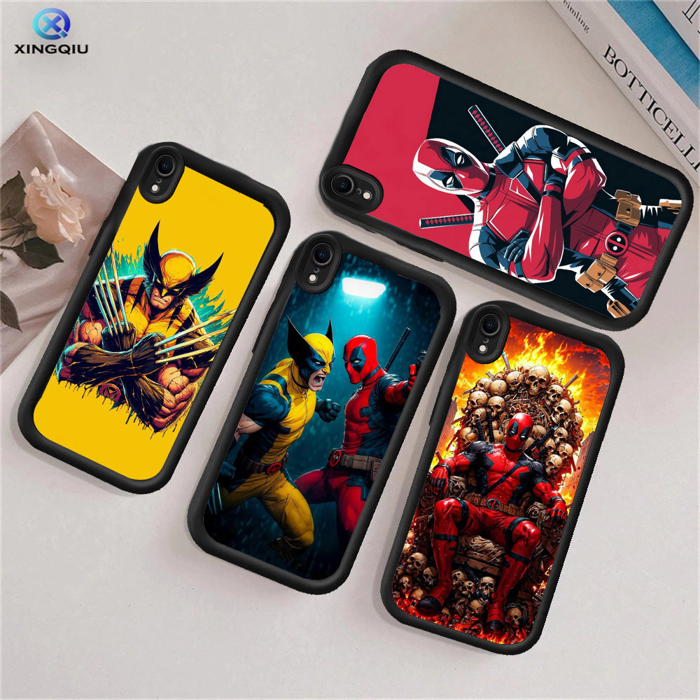 RK29 Deadpool Wolverine Hp ชุบปลอกสําหรับ iPhone XS 8 7 6 X XR Max Plus Soft Silicone Shell Soft Cas