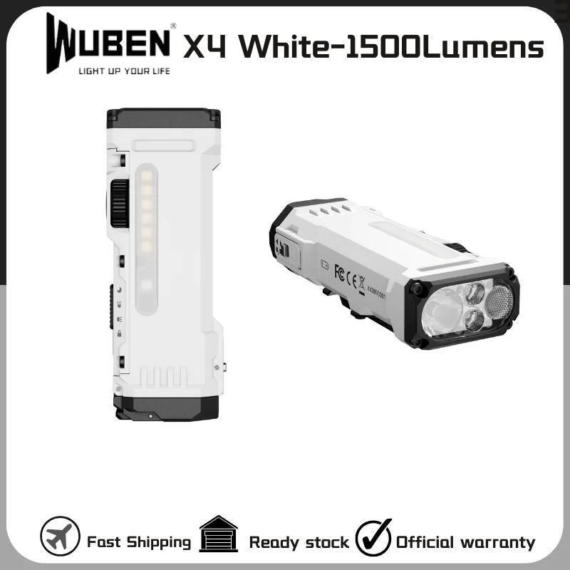 ไฟฉาย WUBEN X4 ส่องสว่างถึง 1500 Lumens ชาร์จผ่าน USB-C สีขาว