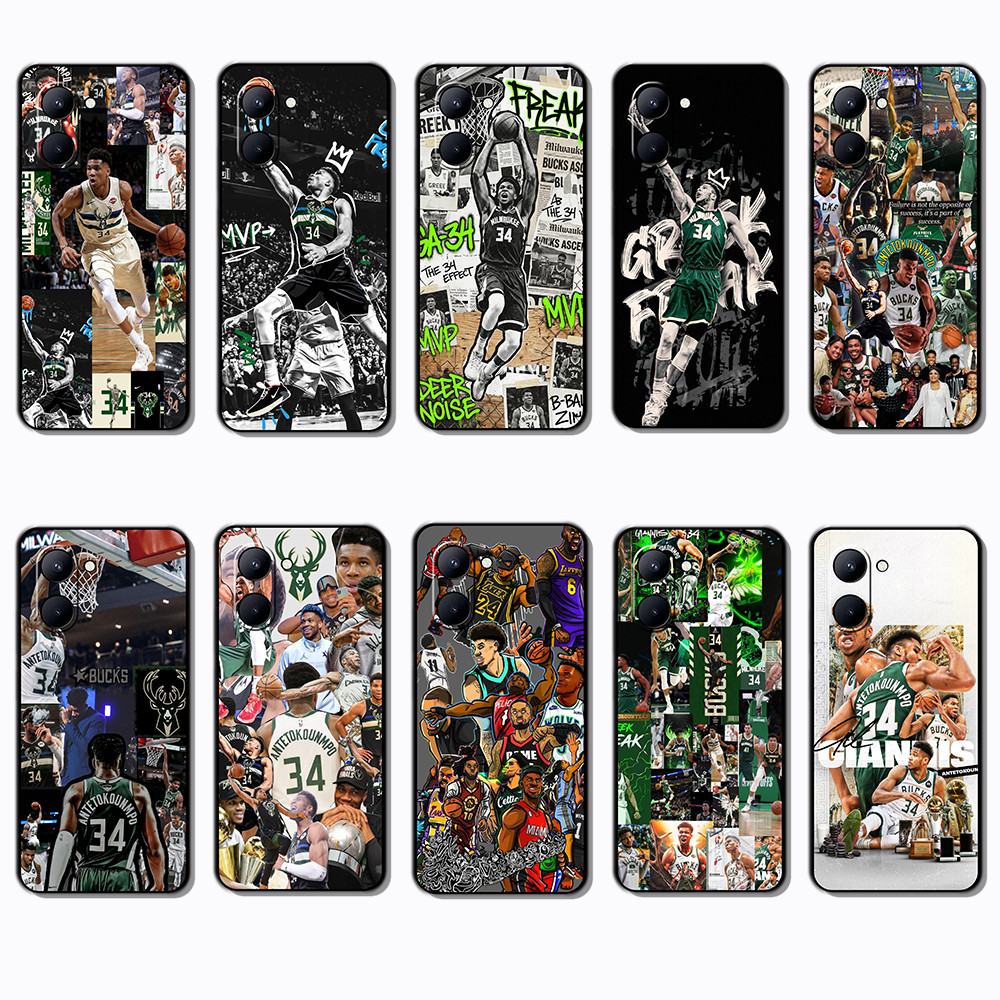 Realme C33 Giannis Antetokounmpo เคสโทรศัพท์สี TPU สีดํานุ่ม