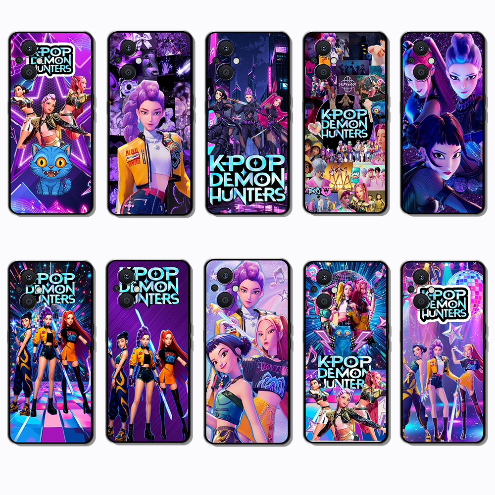 OPPO A96 4G 5G Reno 7z 8z 7 Lite KPop Demon Hunters เคสโทรศัพท์สีดํานุ่มแฟชั่น