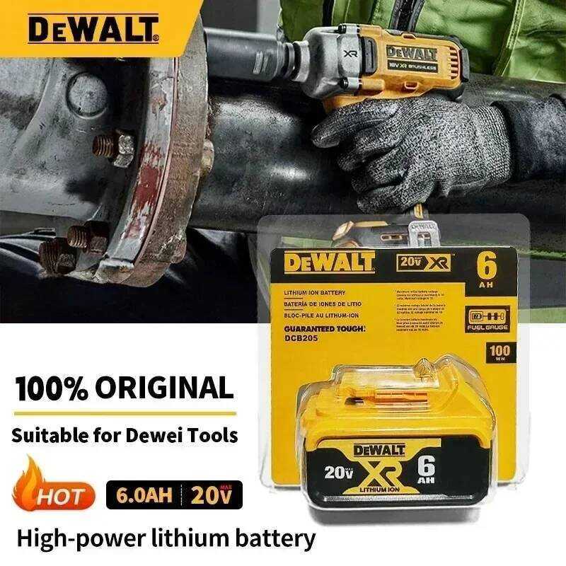 แบตเตอรี่เครื่องมือไฟฟ้า DEWALT 20V 6000Mah ของแท้ 100% สำหรับรุ่น Dcb606 Dcb609 Dcb182 Dcb205 Dcb2