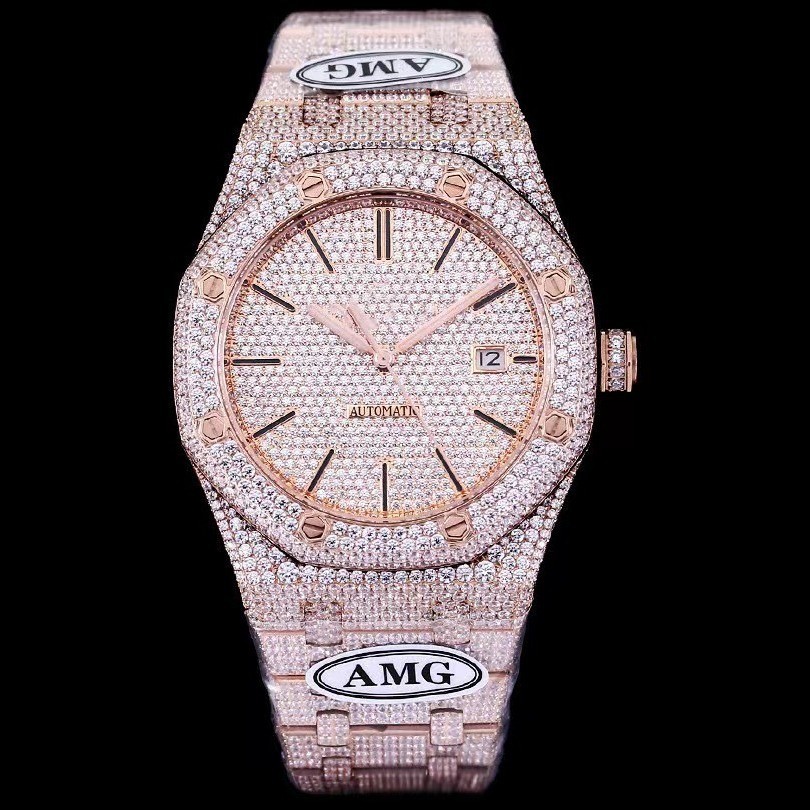 มาใหม่ล่าสุด High-End Love Oak Series 15400 Luxury Full Diamond Automatic Mechanical Gypsophila กันน