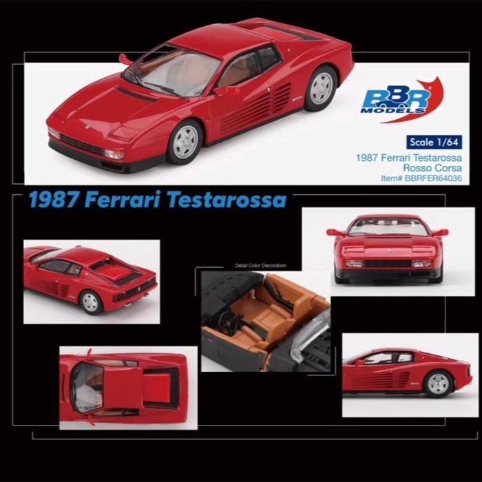 BBR 1: 64 Ferrari Ferrari Testarossa 1987 โมเดลรถอัลลอย